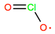Structural representation of Chlorine dioxide