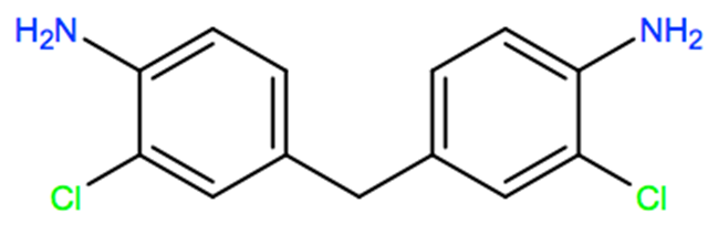 Structural representation of 4,4'-Methylenebis(2-chloroaniline)