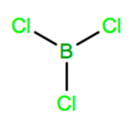 Structural representation of Boron trichloride