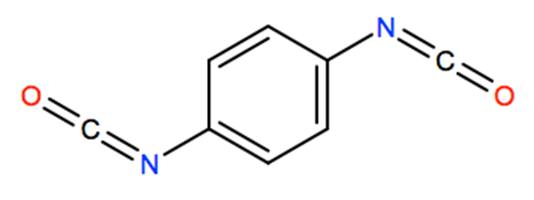 Structural representation of 1,4-Phenylene diisocyanate