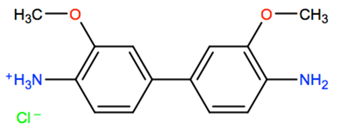 Structural representation of 3,3'-Dimethoxybenzidine monohydrochloride
