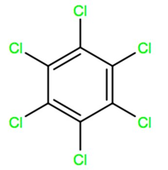Structural representation of Hexachlorobenzene