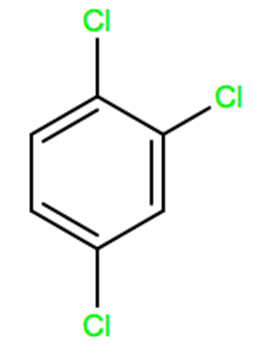 Structural representation of 1,2,4-Trichlorobenzene