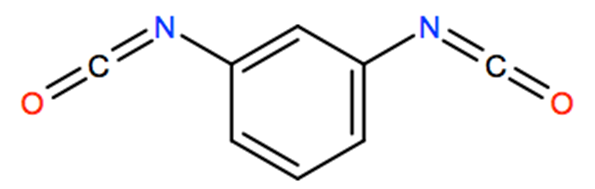 Structural representation of 1,3-Phenylene diisocyanate