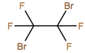 Structural representation of Dibromotetrafluoroethane