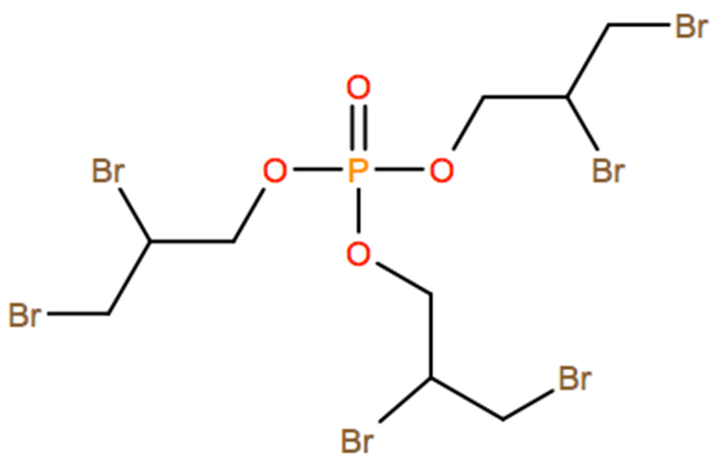 Structural representation of Tris(2,3-dibromopropyl) phosphate