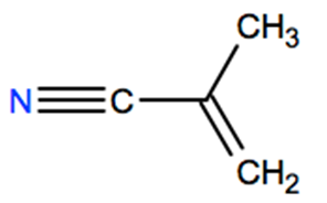 Structural representation of Methacrylonitrile