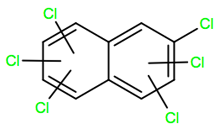 Structural representation of Hexachloronaphthalene