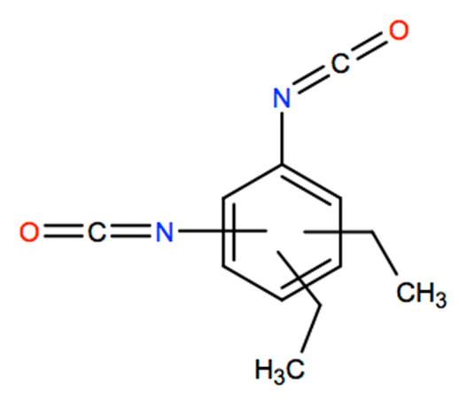 Structural representation of Diethyldiisocyanatobenzene