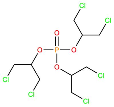 Structural representation of Tris(1,3-dichloro-2-propyl) phosphate