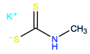 Structural representation of Potassium N-methyldithiocarbamate