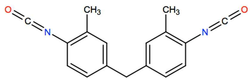 Structural representation of 3,3'-Dimethyldiphenylmethane-4,4'-diisocyanate