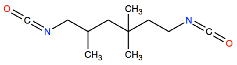 Structural representation of 2,4,4-Trimethylhexamethylene diisocyanate