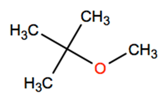 Structural representation of Methyl tert-butyl ether