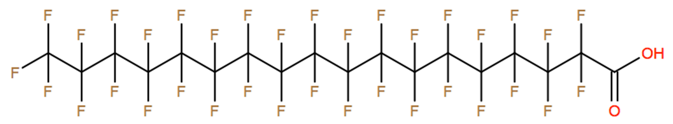 Structural representation of Octadecanoic acid, pentatriacontafluoro-