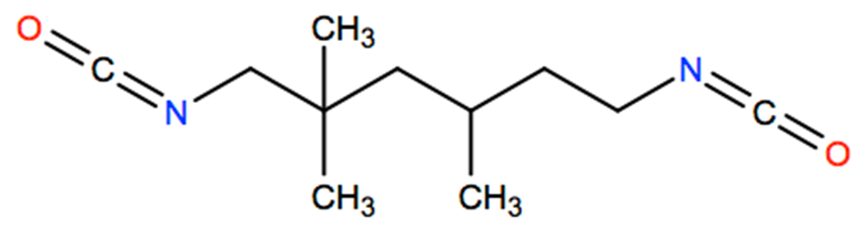 Structural representation of 2,2,4-Trimethylhexamethylene diisocyanate