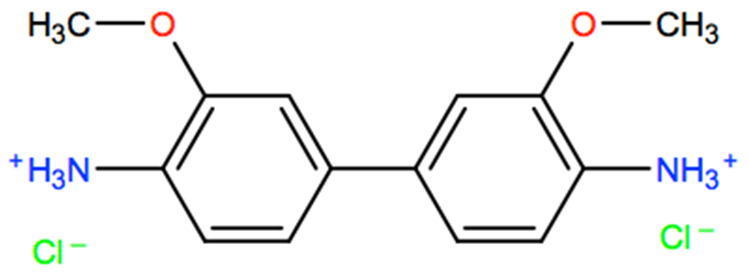 Structural representation of 3,3'-Dimethoxybenzidine dihydrochloride