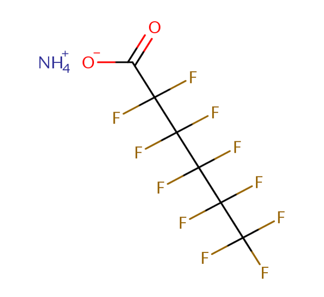 Structural representation of Ammonium perfluorohexanoate