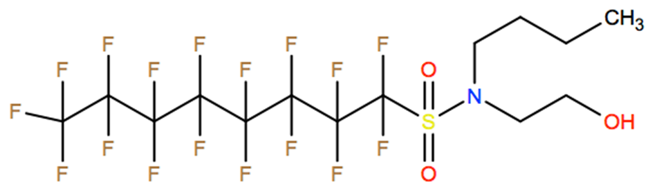 Structural representation of 1-Octanesulfonamide, N-butyl-1,1,2,2,3,3,4,4,5,5,6,6,7,7,8,8,8-heptadecafluoro-N-(2-hydroxyethyl)-