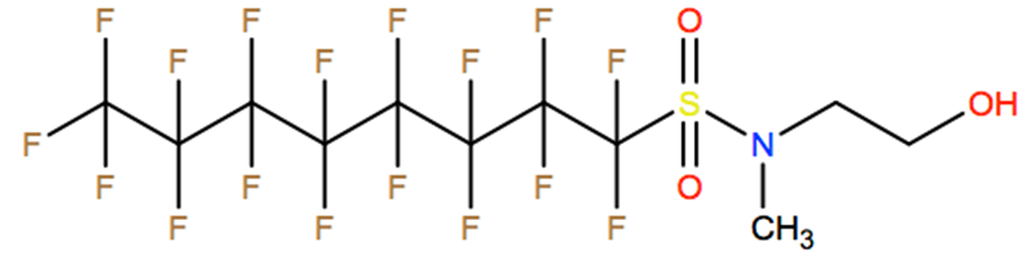 Structural representation of 1-Octanesulfonamide, 1,1,2,2,3,3,4,4,5,5,6,6,7,7,8,8,8-heptadecafluoro-N-(2-hydroxyethyl)-N-methyl-