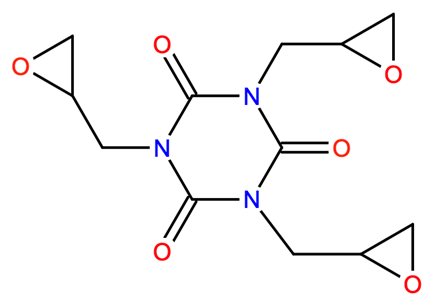 Structural representation of Triglycidyl isocyanurate