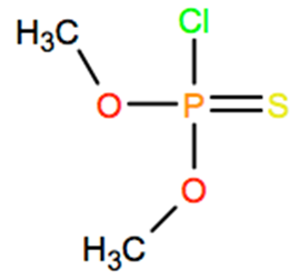 Structural representation of Dimethyl chlorothiophosphate