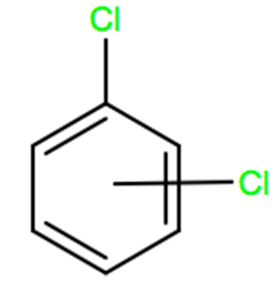 Structural representation of Dichlorobenzene (mixed isomers)