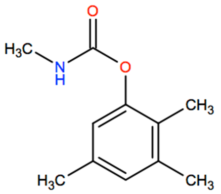 Structural representation of 2,3,5-Trimethylphenyl methylcarbamate
