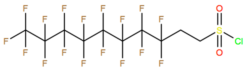 Structural representation of 1-Decanesulfonyl chloride, 3,3,4,4,5,5,6,6,7,7,8,8,9,9,10,10,10-heptadecafluoro-