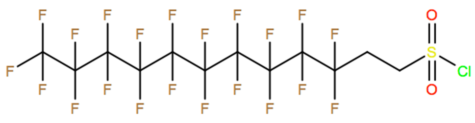 Structural representation of 1-Dodecanesulfonyl chloride, 3,3,4,4,5,5,6,6,7,7,8,8,9,9,10,10,11,11,12,12,12-heneicosafluoro-