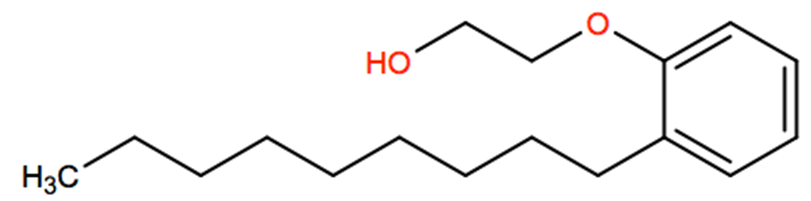 Structural representation of Ethanol, 2-(nonylphenoxy)-