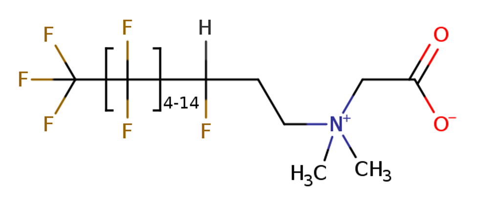 Structural representation of Betaines, dimethyl(γ-ω-perfluoro-γ-hydro-C8-18-alkyl)