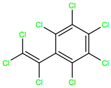 Structural representation of Octachlorostyrene