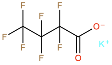 Structural representation of Potassium perfluorobutanoate