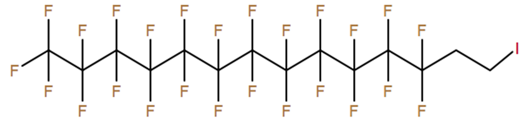 Structural representation of Tetradecane, 1,1,1,2,2,3,3,4,4,5,5,6,6,7,7,8,8,9,9,10,10,11,11,12,12-pentacosafluoro-14-iodo-
