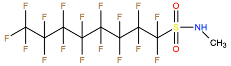 Structural representation of 1-Octanesulfonamide, 1,1,2,2,3,3,4,4,5,5,6,6,7,7,8,8,8-heptadecafluoro-N-methyl-
