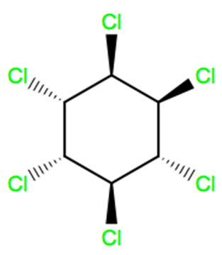 Structural representation of alpha-Hexachlorocyclohexane