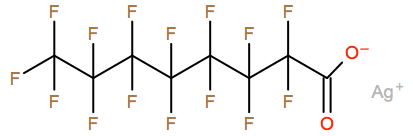 Structural representation of Silver(I) perfluorooctanoate
