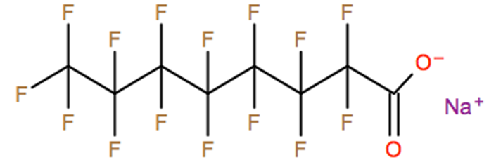 Structural representation of Sodium perfluorooctanoate