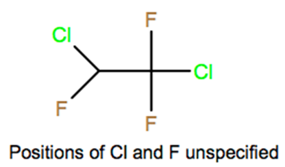 Structural representation of Dichlorotrifluoroethane