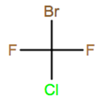 Structural representation of Bromochlorodifluoromethane (Halon 1211)