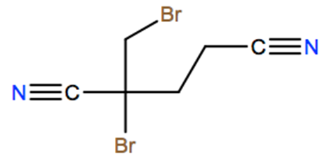Structural representation of 1-Bromo-1-(bromomethyl)-1,3-propanedicarbonitrile