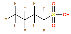 Structural representation of Perfluorobutane sulfonic acid