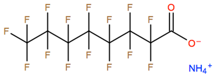 Structural representation of Ammonium perfluorooctanoate
