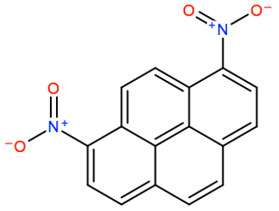 Structural representation of 1,8-Dinitropyrene
