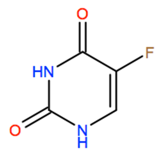 Structural representation of Fluorouracil