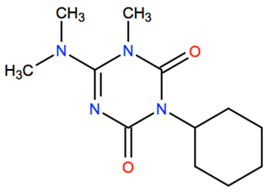 Structural representation of Hexazinone