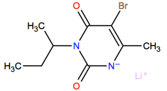 Structural representation of Bromacil, lithium salt