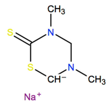 Structural representation of Dazomet, sodium salt