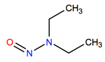 Structural representation of N-Nitrosodiethylamine